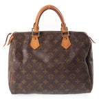 Louis Vuitton Monogram Speedy 30 Boston Bag Brown Leather Gold — view 2