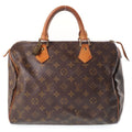 Louis Vuitton Monogram Speedy 30 Boston Bag Brown Leather Gold