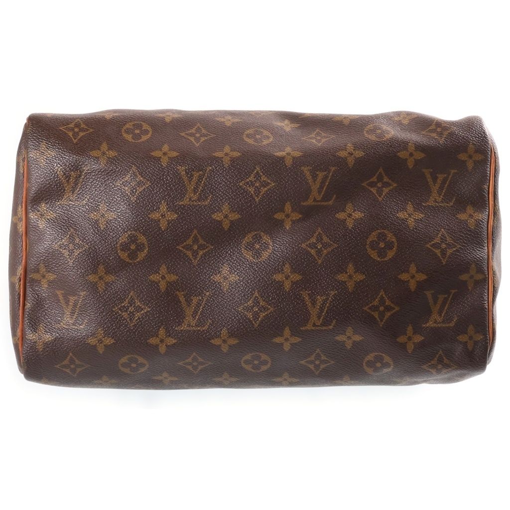 Louis Vuitton Monogram Speedy 30 Boston Bag Brown Leather Gold — view 4