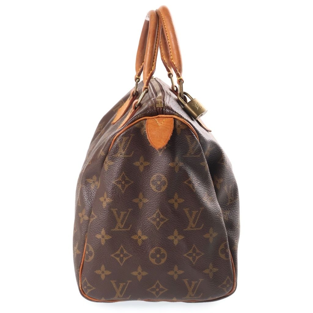 Louis Vuitton Monogram Speedy 30 Boston Bag Brown Leather Gold — view 3
