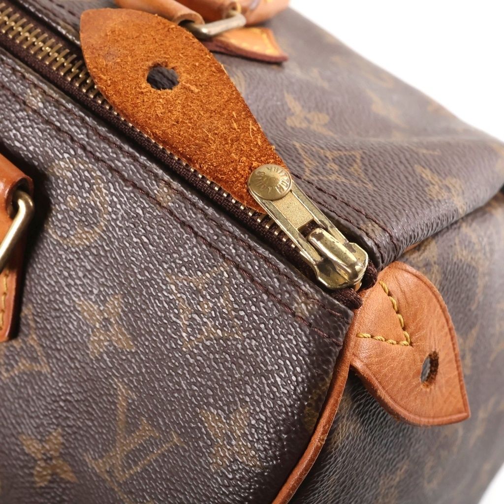 Louis Vuitton Monogram Speedy 30 Boston Bag Brown Leather Gold — view 7