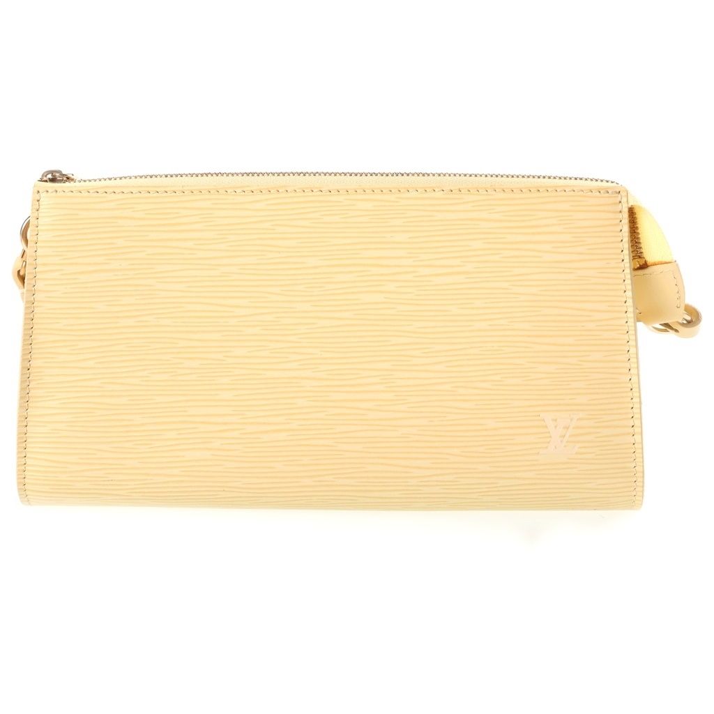 Louis Vuitton Epi Pochette Accessoires Mini Handbag Pouch Ivory Vanilla Leather