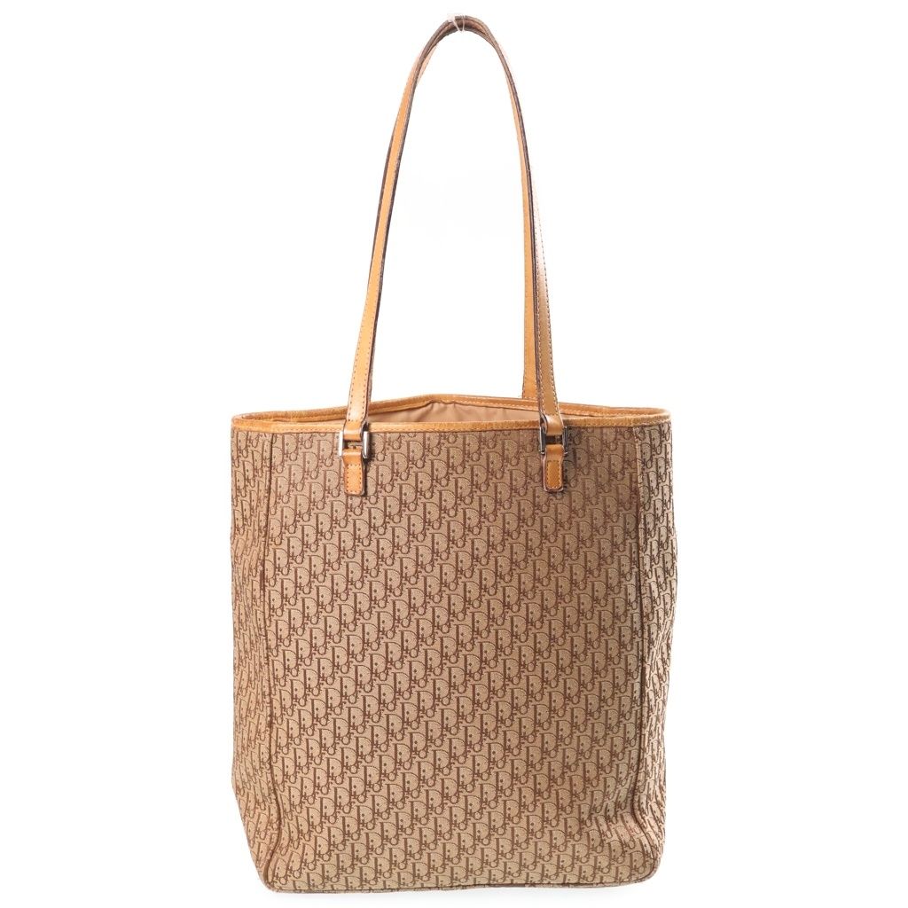 Dior Monsieur Trotter Canvas Leather Shoulder Tote Bag Silver Beige Brown — view 2