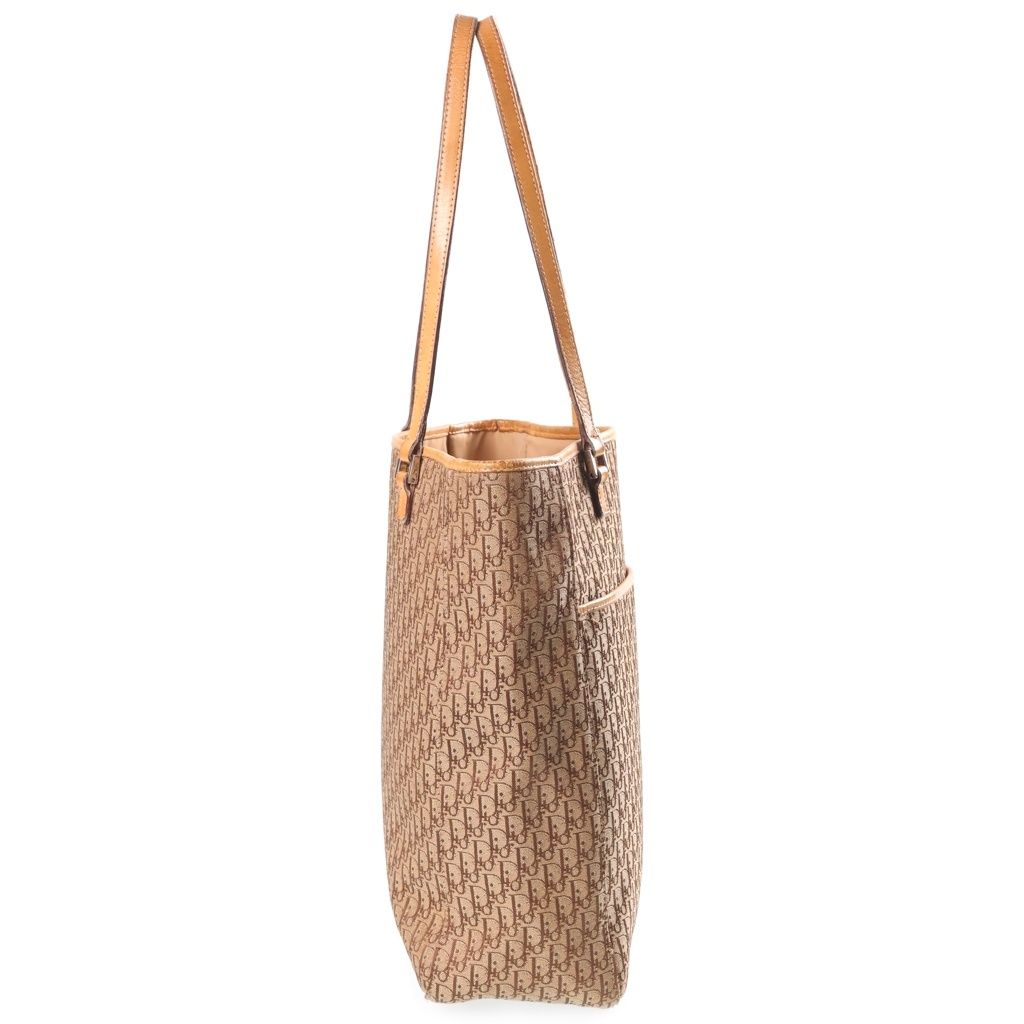 Dior Monsieur Trotter Canvas Leather Shoulder Tote Bag Silver Beige Brown — view 3