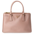 Prada Galleria Handbag Pink Beige Leather Gold