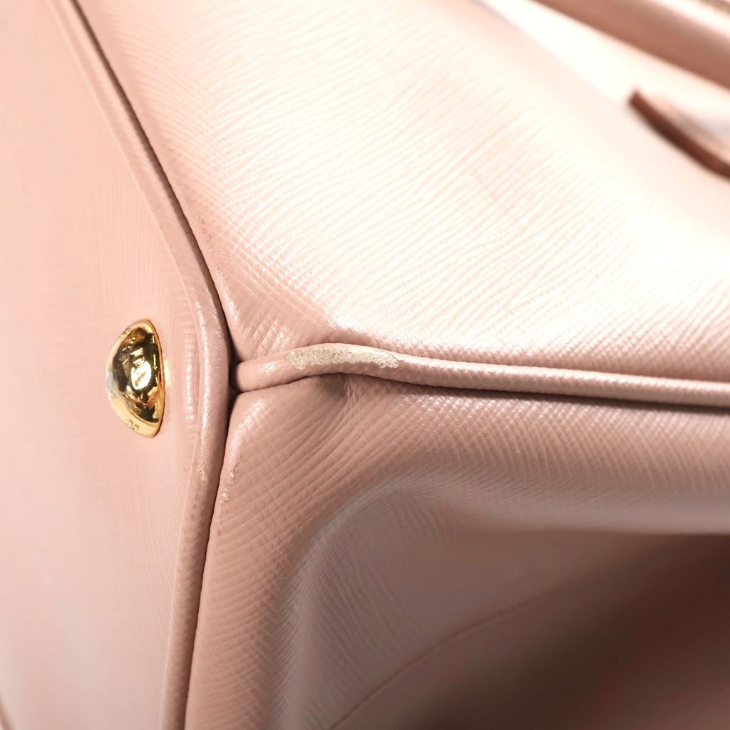 Prada Galleria Handbag Pink Beige Leather Gold — view 5
