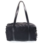 Prada Triangle Logo Handbag Leather Nylon Silver — view 2