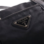 Prada Triangle Logo Handbag Leather Nylon Silver — view 6