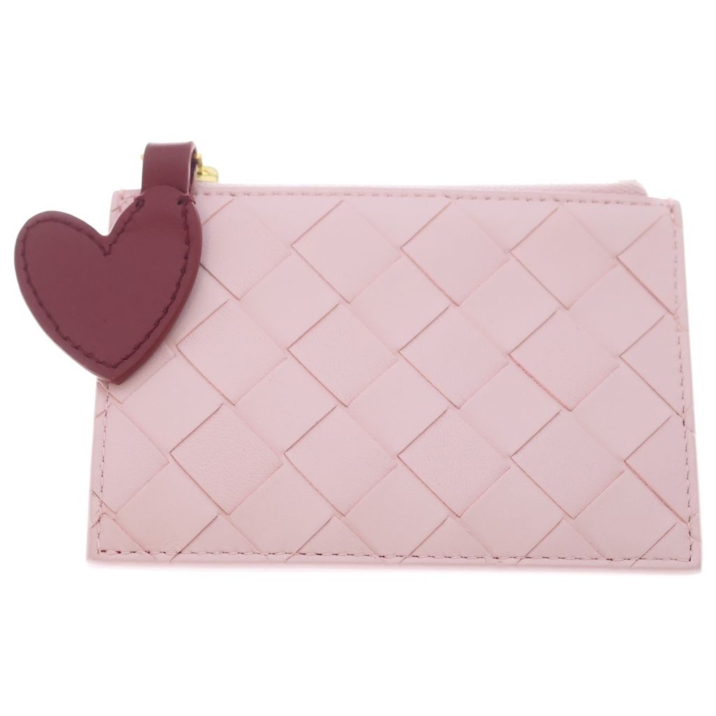 Bottega Veneta Intrecciato Valentine Coin Purse Card Case Fragment Pink Leather