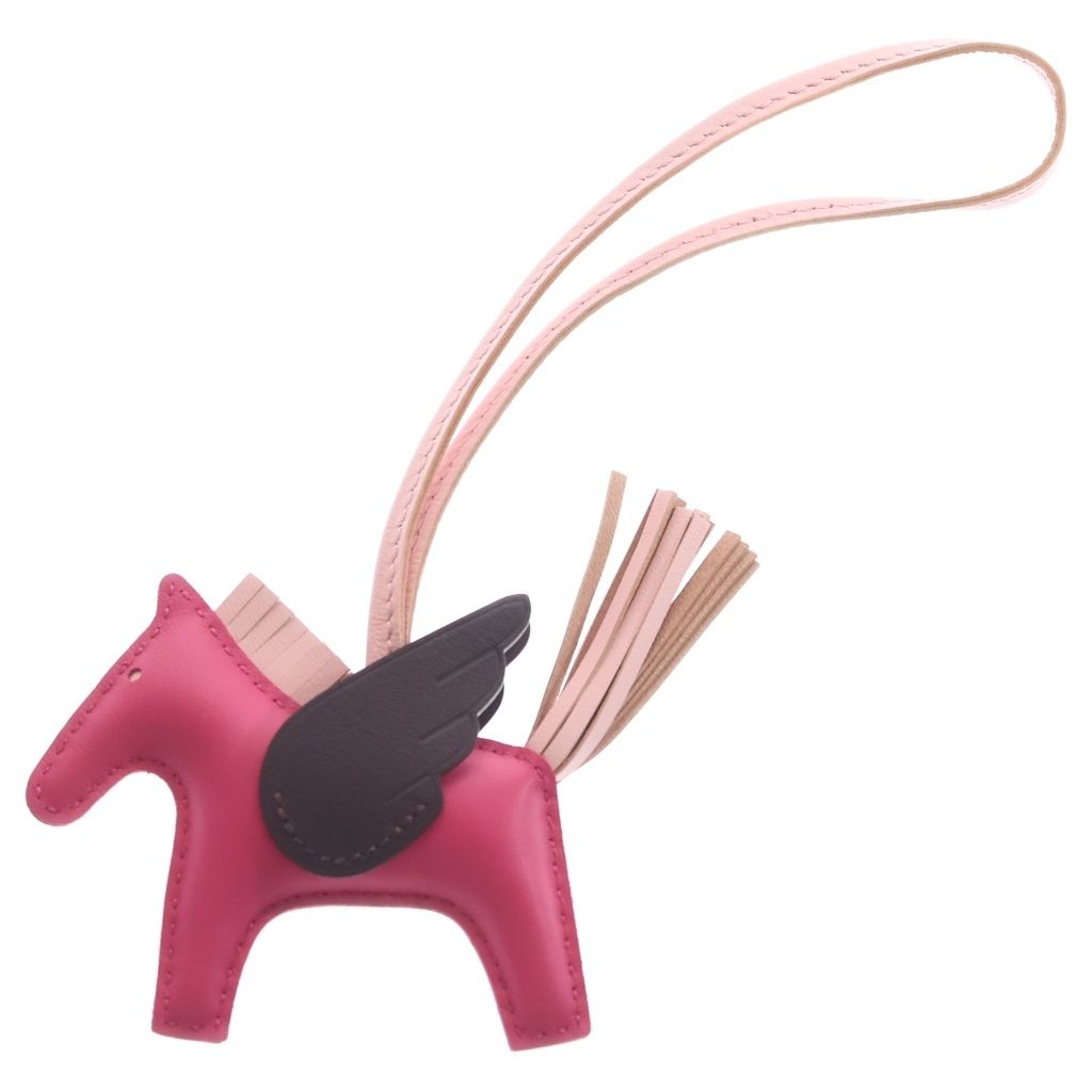 Hermes Pegasus PM Bag Charm Pink Burgundy Agneau Milo Leather