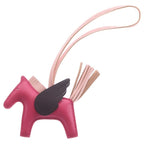 Hermes Pegasus PM Bag Charm Pink Burgundy Agneau Milo Leather
