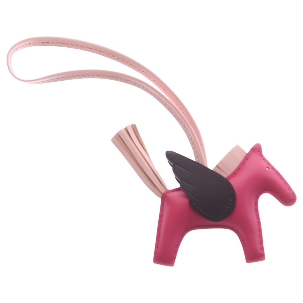Hermes Pegasus PM Bag Charm Pink Burgundy Agneau Milo Leather — view 2