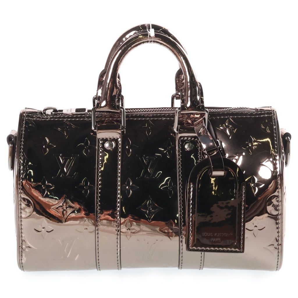 Louis Vuitton Monogram Mirror Keepall Bandouliere 25 Metallic Leather 2-Way Bag