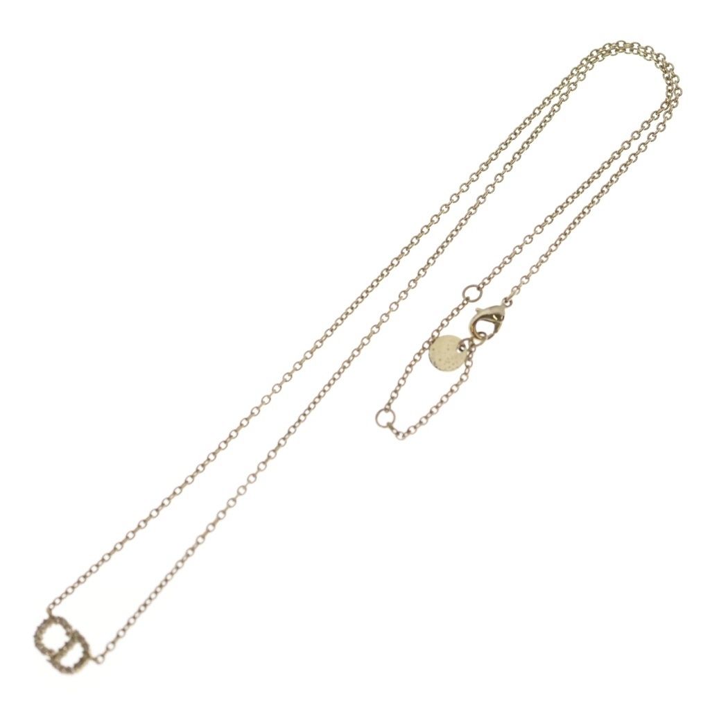 Dior CD Logo Necklace Rhinestone Plated Gold — view 2