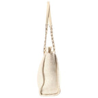 Chanel CC Logo Deauville PM Tote Bag Tweed Leather Ivory Gold Plate — view 3