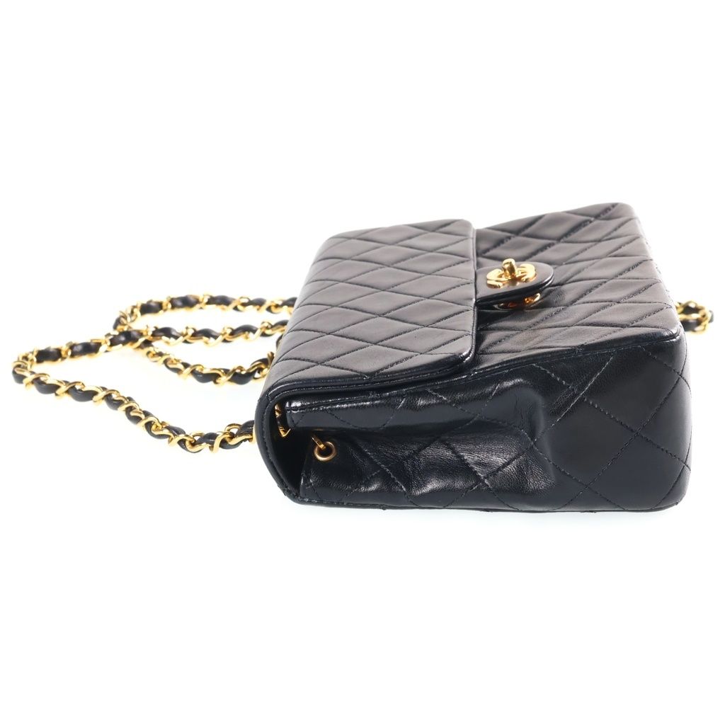 Chanel Mini Quilted 20 S Flap S Chain Shoulder Bag Black Lambskin Gold — view 3