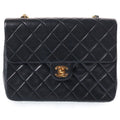 Chanel Mini Quilted 20 S Flap S Chain Shoulder Bag Black Lambskin Gold