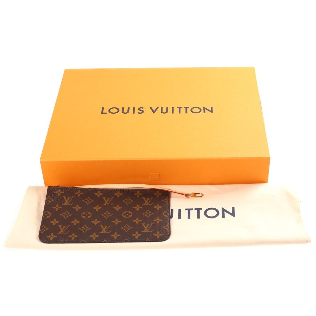 Louis Vuitton Monogram Neverfull MM Tote Bag Brown Leather Gold — view 8