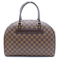 Louis Vuitton Damier Nolita Handbag Brown Leather Gold