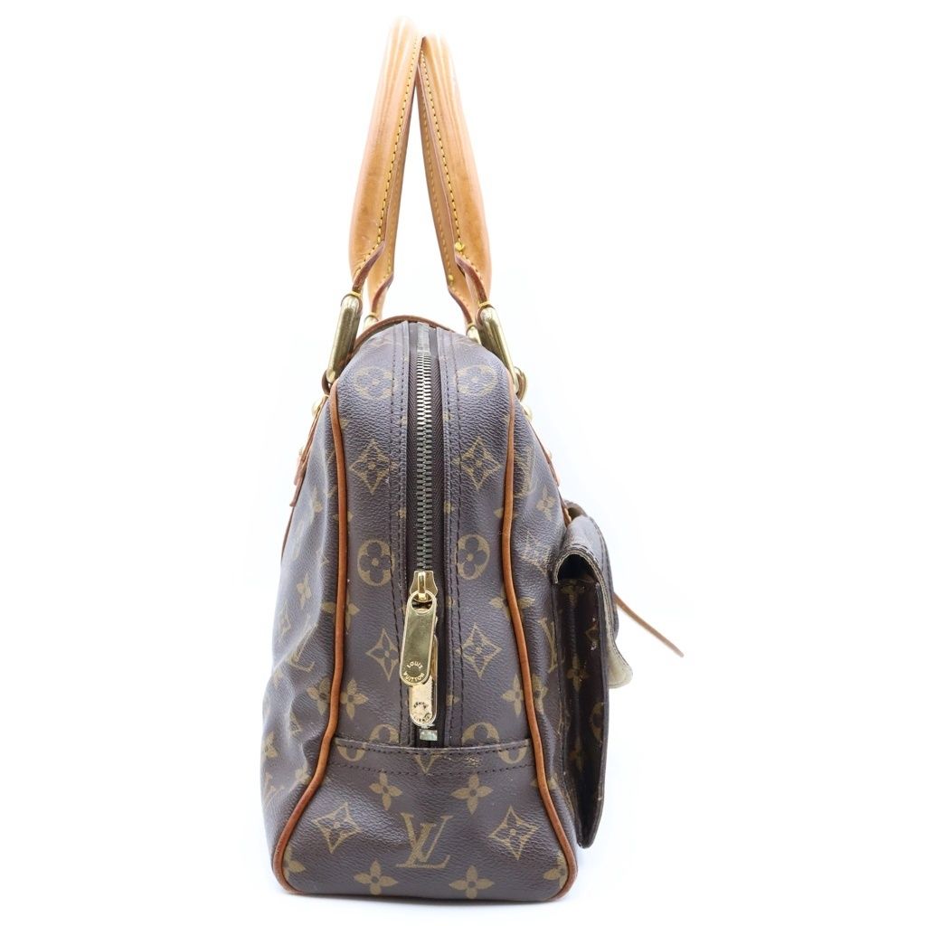 Louis Vuitton Monogram Manhattan GM Handbag Brown Leather Gold — view 3