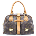 Louis Vuitton Monogram Manhattan GM Handbag Brown Leather Gold