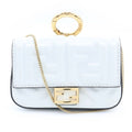 Fendi Nano Bucket Chain Mini Shoulder Bag Charm White Leather Gold