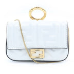 Fendi Nano Bucket Chain Mini Shoulder Bag Charm White Leather Gold
