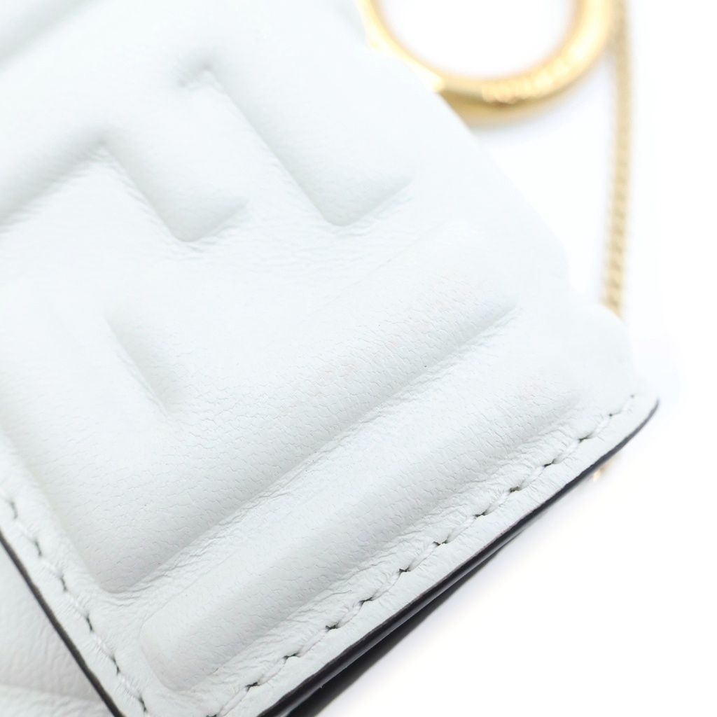 Fendi Nano Bucket Chain Mini Shoulder Bag Charm White Leather Gold — view 6
