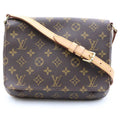 Louis Vuitton Musette Tango Shoulder Bag Monogram Leather Brown