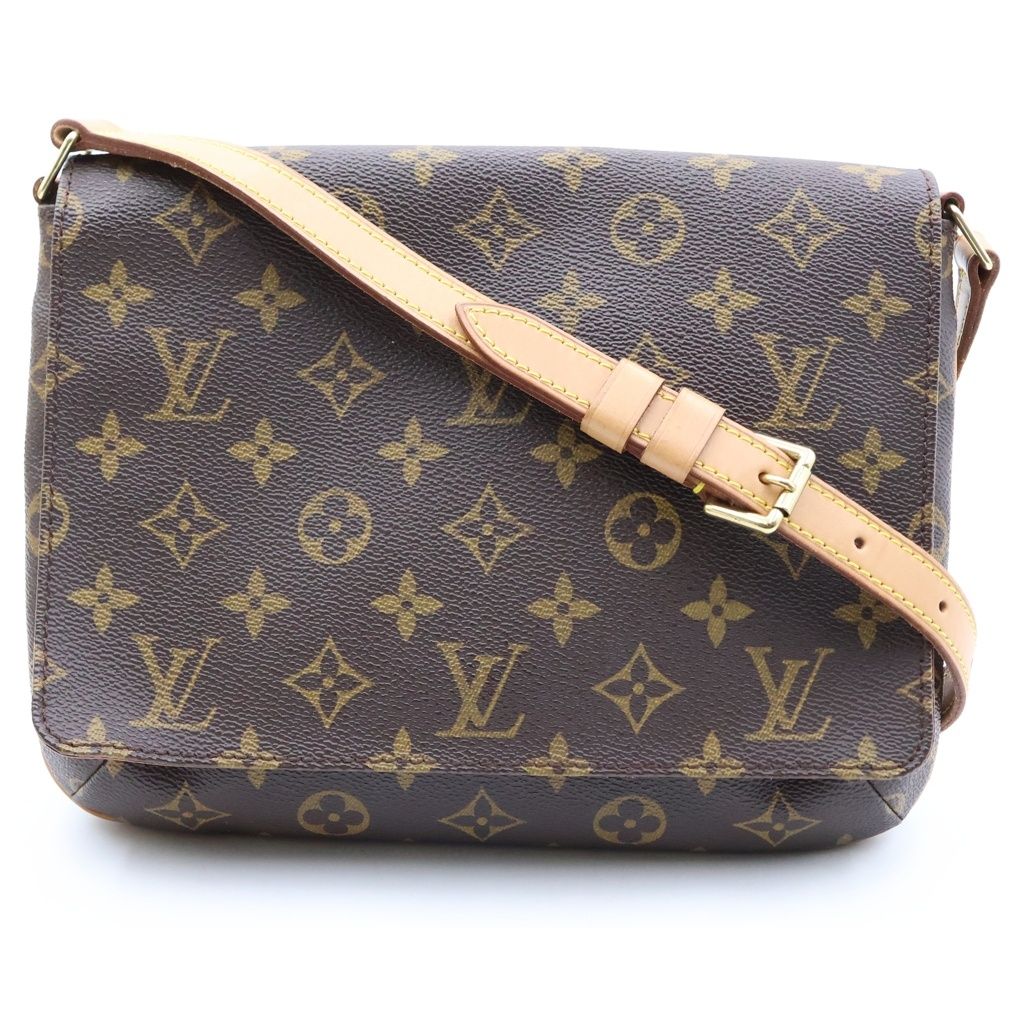 Louis Vuitton Musette Tango Shoulder Bag Monogram Leather Brown