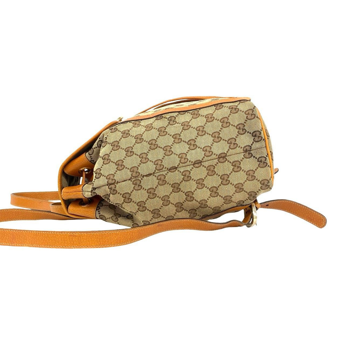 Gucci Vintage GG Pattern Logo Canvas Leather Backpack Brown — view 5