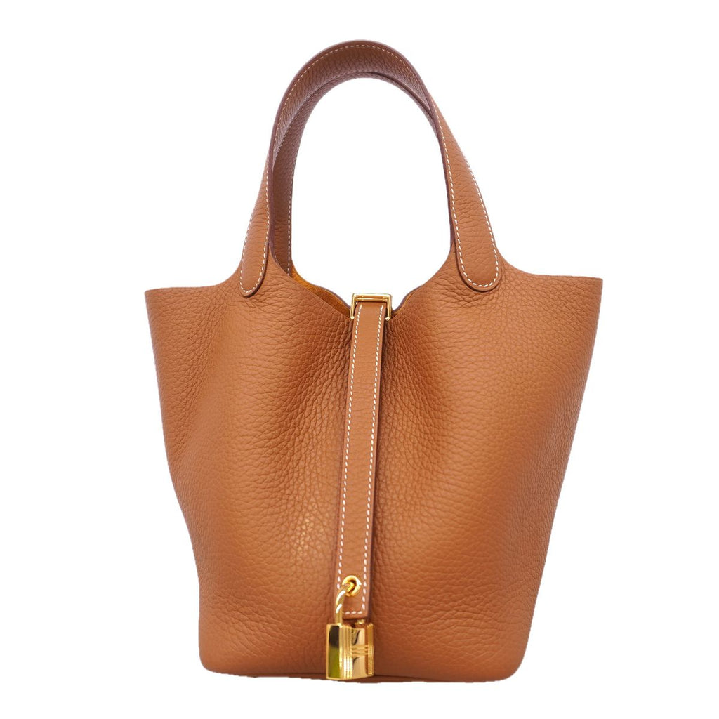 Hermes Handbag Picotin Lock PM Taurillon Clemence Gold