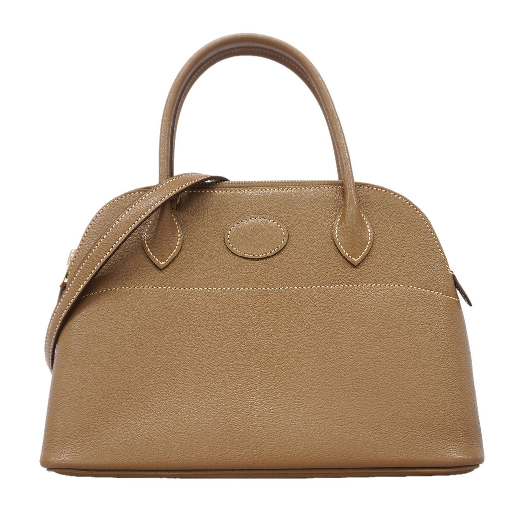 Hermes Handbag Bolide 27 Chevre Etoupe Silver 2-Way Bag