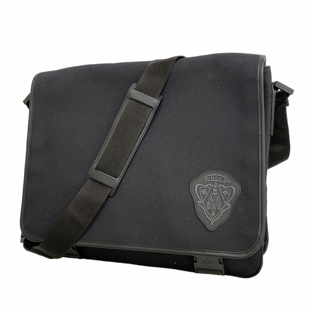 Gucci Shoulder Bag Canvas Black Silver