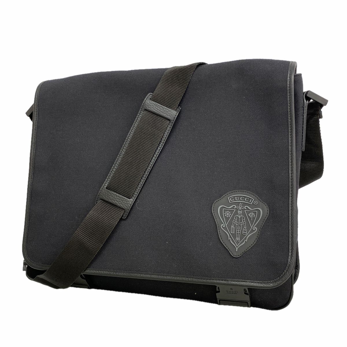 Gucci Shoulder Bag Canvas Black Silver