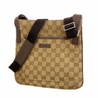 Gucci Shoulder Bag GG Canvas Brown Silver