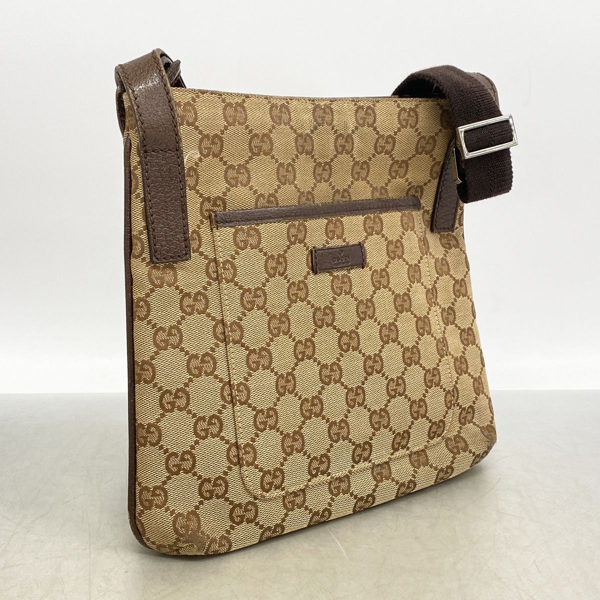 Gucci Shoulder Bag GG Canvas Brown Silver — view 2