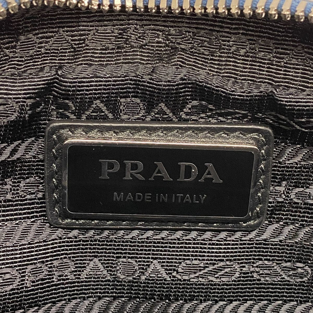 Prada Shoulder Bag Leather Blue Silver — view 5