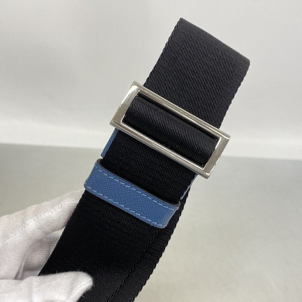 Prada Shoulder Bag Leather Blue Silver — view 7