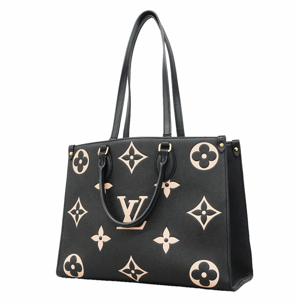Louis Vuitton Tote Bag Monogram Empreinte Bicolor On The Go MM Black Beige 2-Way