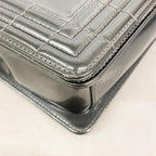Chanel Shoulder Bag Boy Patent Leather Gray Silver — view 6