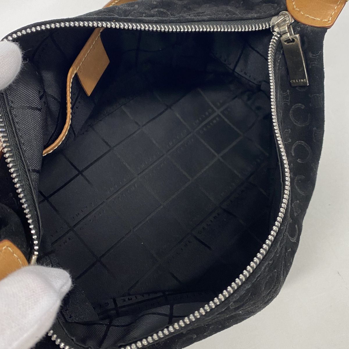 Celine Handbag C Macadam Suede Black Silver — view 4