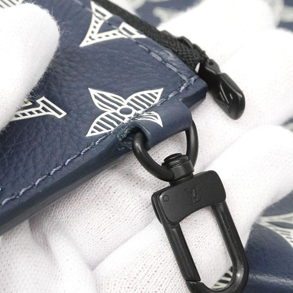 Louis Vuitton Shoulder Bag Monogram Shadow Gaston Wearable Wallet Navy Blue — view 7