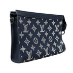 Louis Vuitton Shoulder Bag Monogram Shadow Gaston Wearable Wallet Navy Blue — view 2