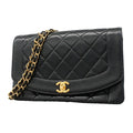 Chanel Shoulder Bag Diana Lambskin Black Gold