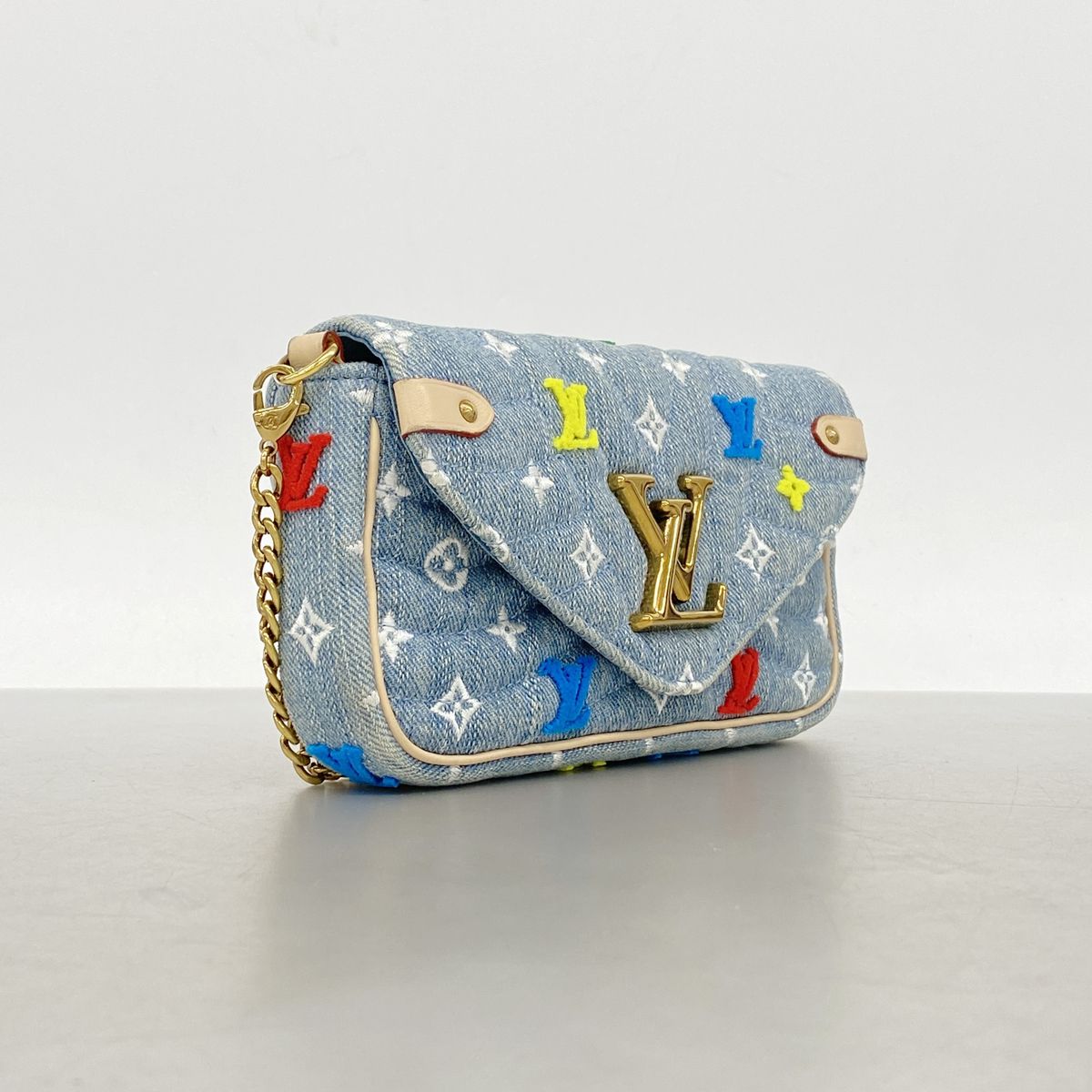 Louis Vuitton Shoulder Bag New Wave Pochette Chain Light Blue — view 2