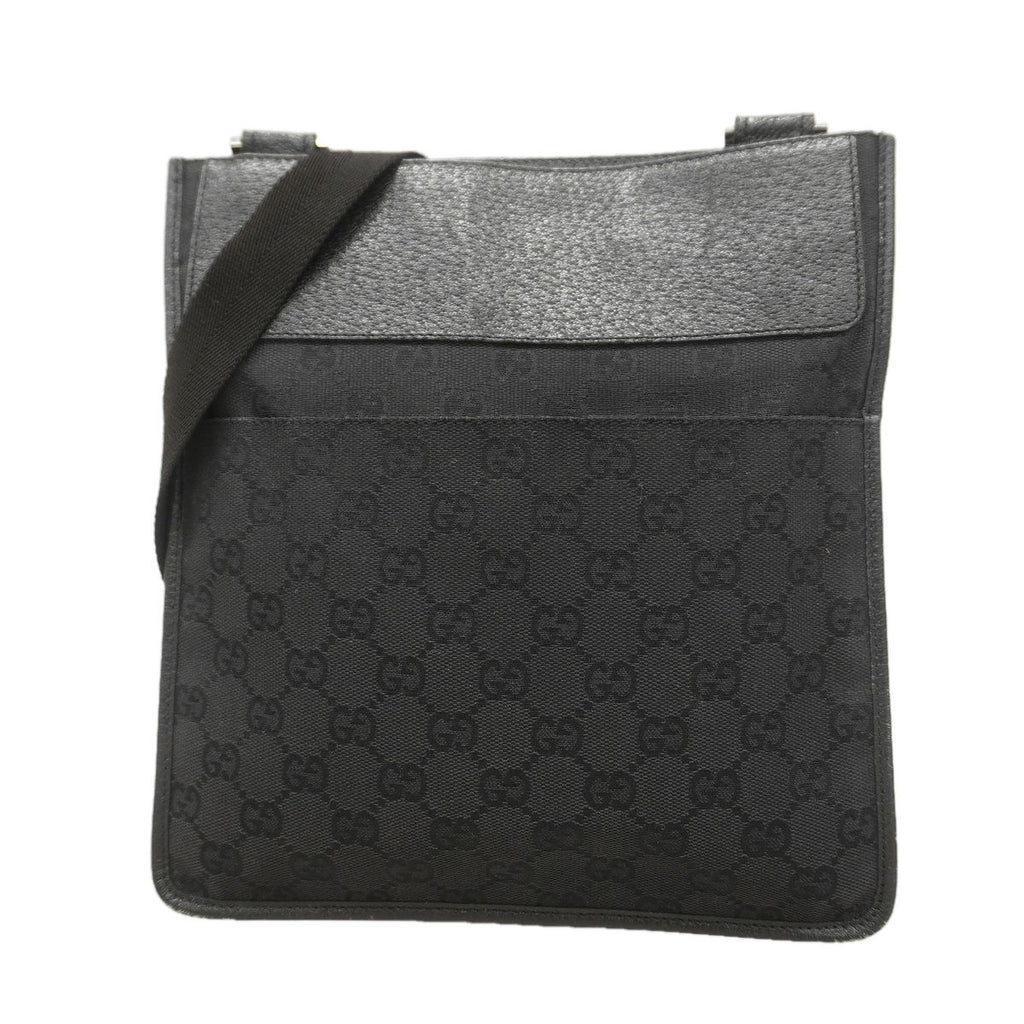 Gucci Shoulder Bag GG Canvas Black Silver