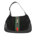 Gucci Shoulder Bag Sherry Line Jackie Suede Black Silver