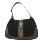 Gucci Shoulder Bag Sherry Line Jackie Suede Black Silver