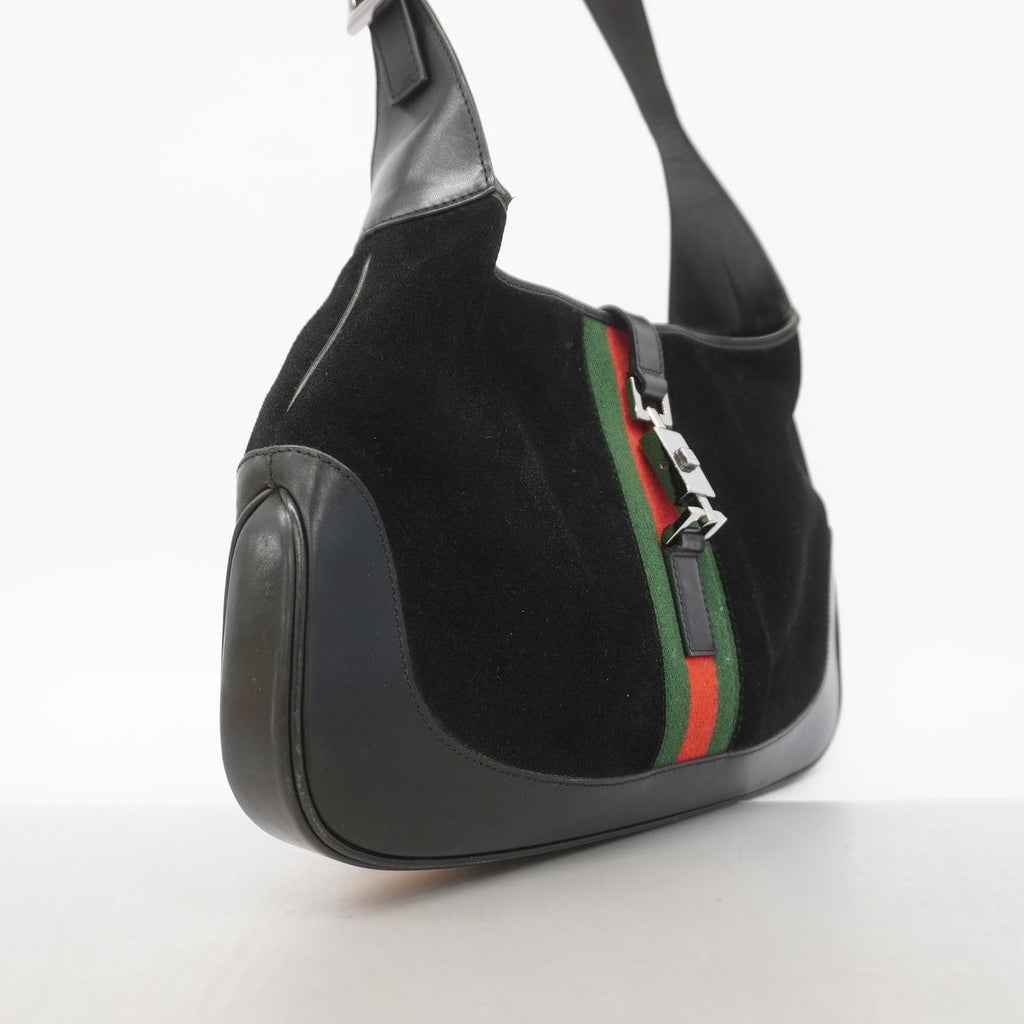 Gucci Shoulder Bag Sherry Line Jackie Suede Black Silver — view 2